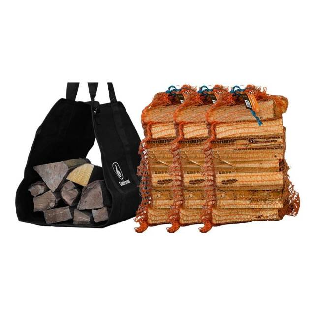 Gefüllte Tragetasche für Brennholz 1