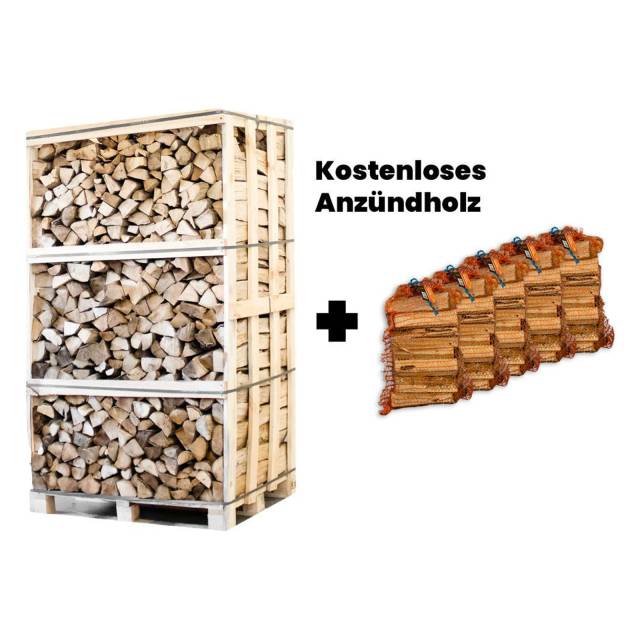 Palette Hainbuche Brennholz 25cm + gratis 5 Netzsäcke Anzündholz