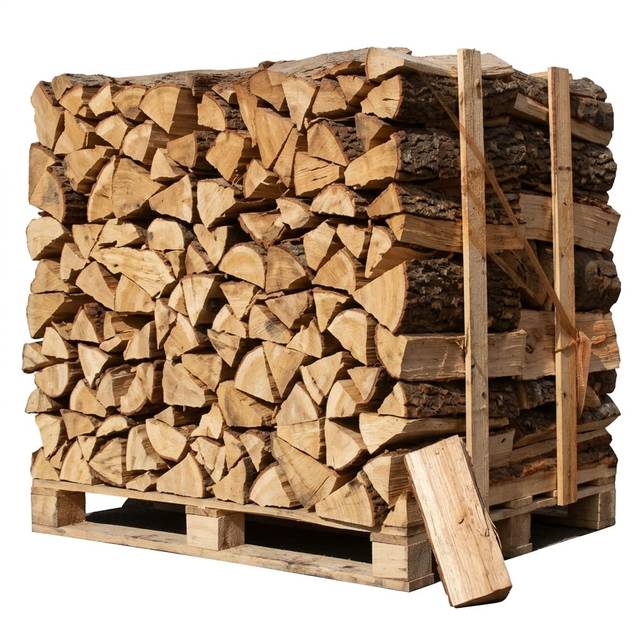 BoisExpress — 4x Paletten (2 Weißeiche + 2 Buche/Hainbuche) 40 cm Holzscheite Holztradition