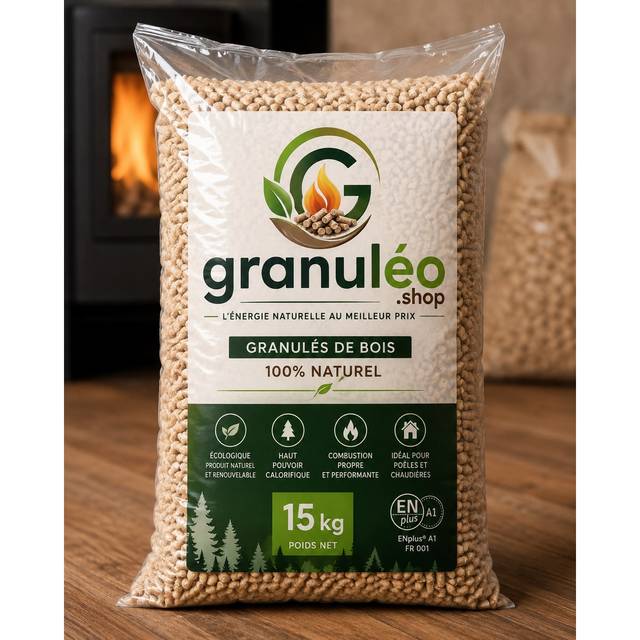 Granulés de bois 15 kg — pellets 6 mm ENplus A1 pour poêle