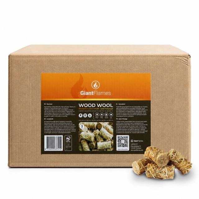 Giant Flames Optændingsuld Box ca. 415 enheder (5kg)